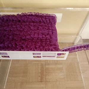 Purple Gathered Ruffle Pleated Satin Organza Trim